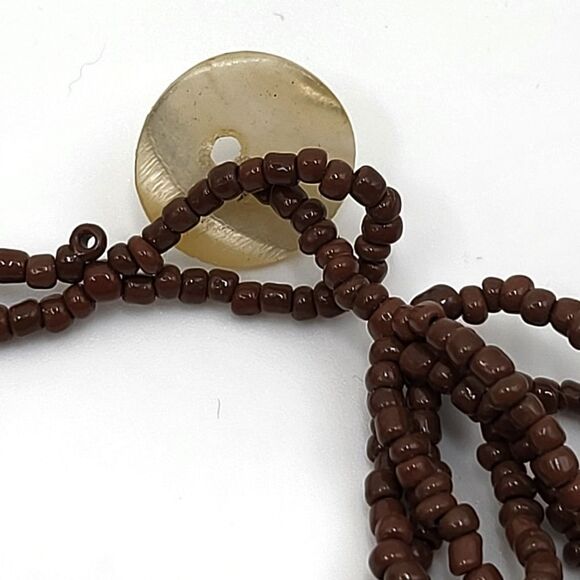 "5/$25" Multistrand Seed Bead Floral Abalone Shell Pendant Necklace - Picture 4 of 10